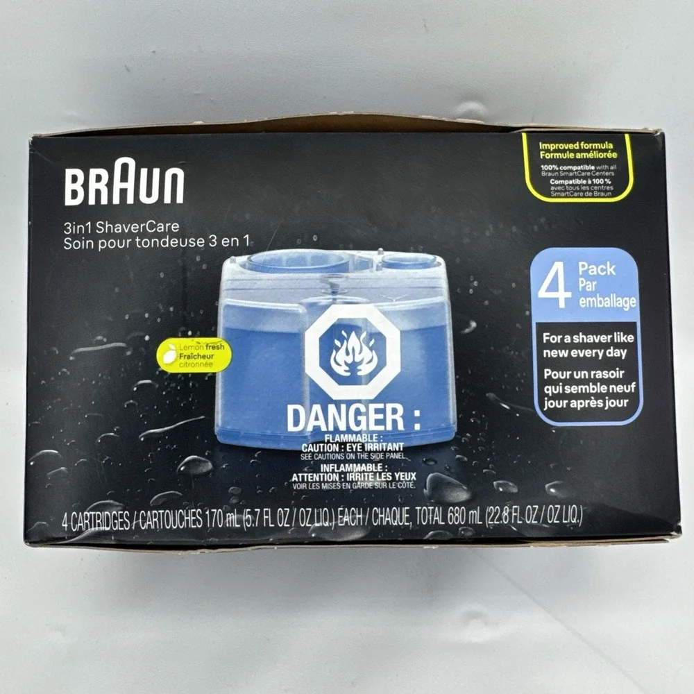 Braun 3 in 1 Shaver Care 4 Pack Cartridges New Sealed in Box